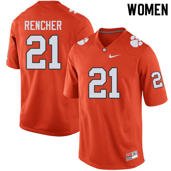 Women #21 Darien Rencher Clemson Tigers College Football Jerseys Sale-Orange